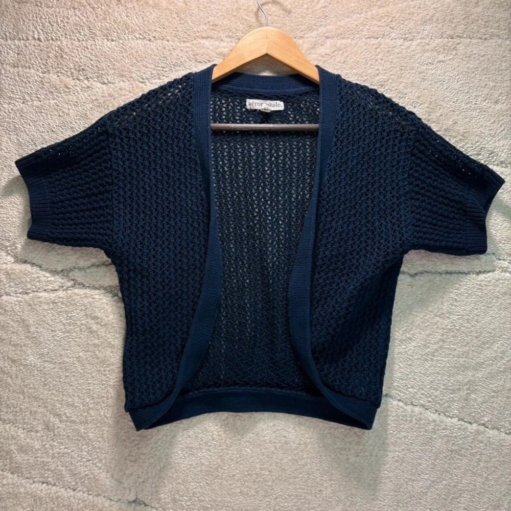 Aeropostale Navy Blue Open Knit Shrug Cardigan Women's Medium *